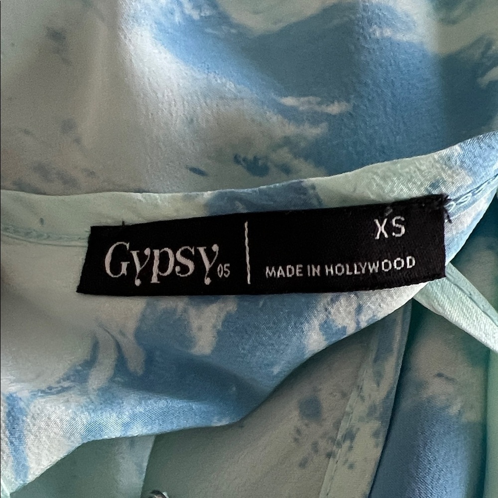 NWOT Gypsy 05 Sky Blue Silk Dress Size XS - Picture 2 of 9